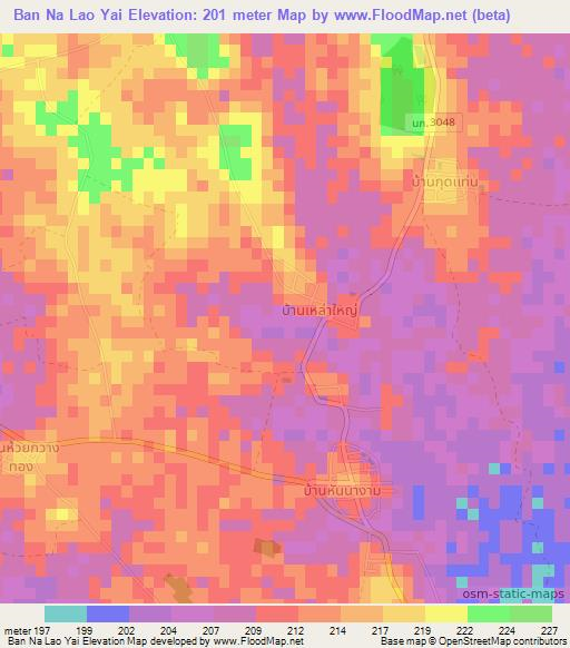 Ban Na Lao Yai,Thailand Elevation Map