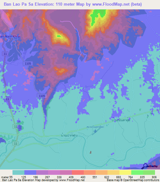 Ban Lao Pa Sa,Thailand Elevation Map