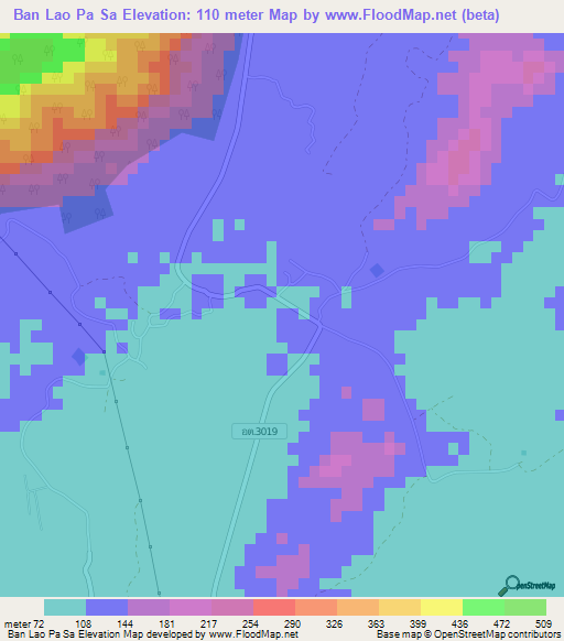 Ban Lao Pa Sa,Thailand Elevation Map