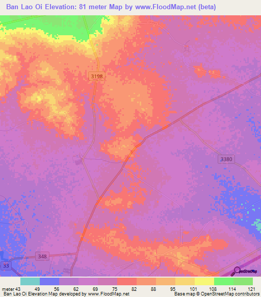 Ban Lao Oi,Thailand Elevation Map