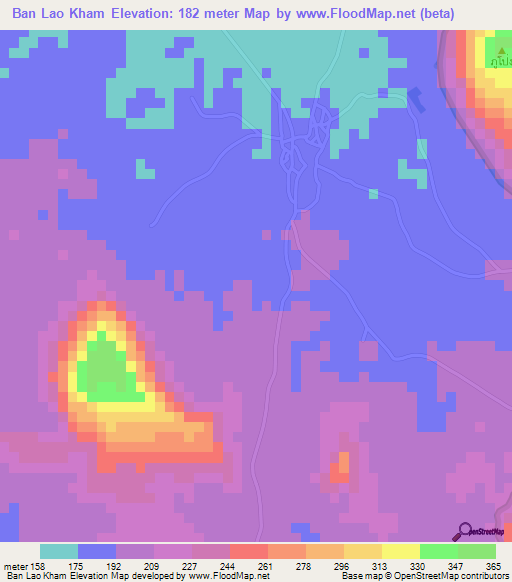 Ban Lao Kham,Thailand Elevation Map