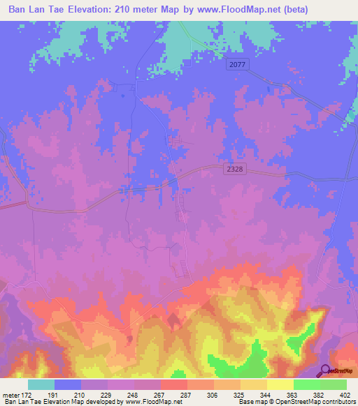 Ban Lan Tae,Thailand Elevation Map