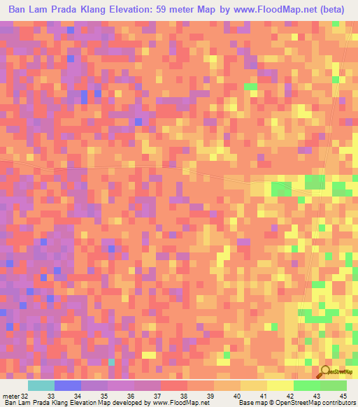 Ban Lam Prada Klang,Thailand Elevation Map