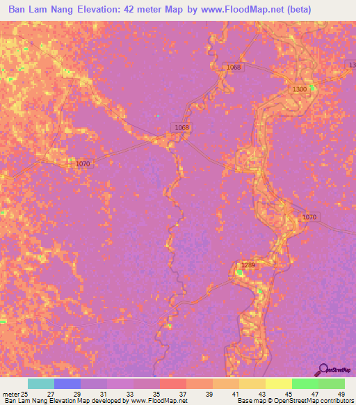 Ban Lam Nang,Thailand Elevation Map