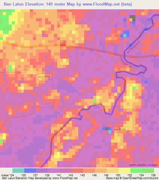 Ban Lalun,Thailand Elevation Map