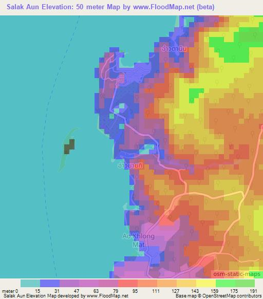 Salak Aun,Thailand Elevation Map