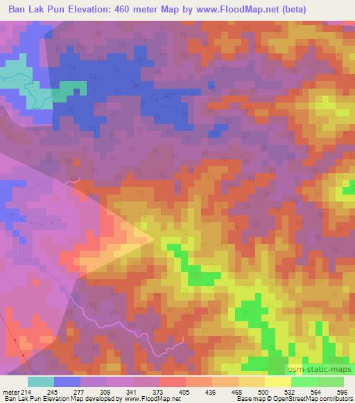 Ban Lak Pun,Thailand Elevation Map