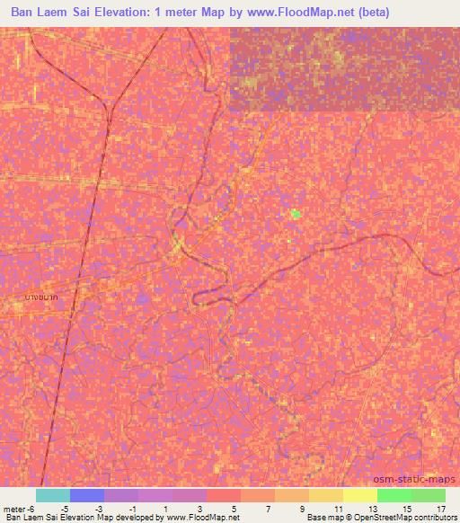 Ban Laem Sai,Thailand Elevation Map