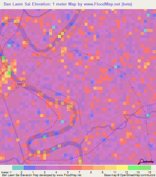 Ban Laem Sai,Thailand Elevation Map