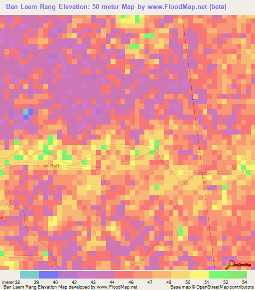 Ban Laem Rang,Thailand Elevation Map