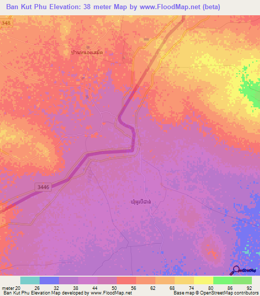 Ban Kut Phu,Thailand Elevation Map