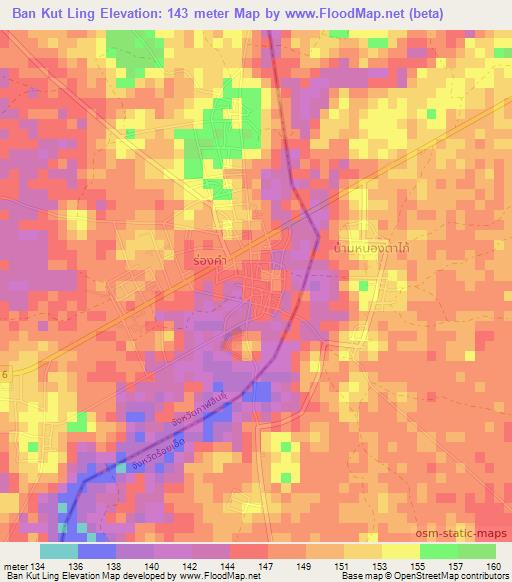 Ban Kut Ling,Thailand Elevation Map