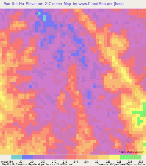 Ban Kut Hu,Thailand Elevation Map