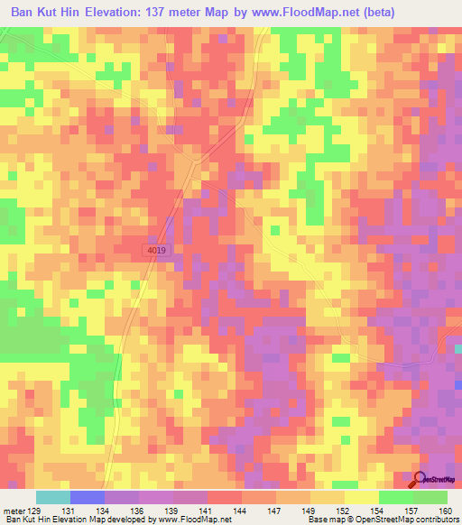 Ban Kut Hin,Thailand Elevation Map