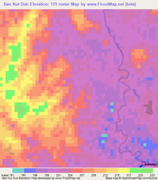 Ban Kut Duk,Thailand Elevation Map