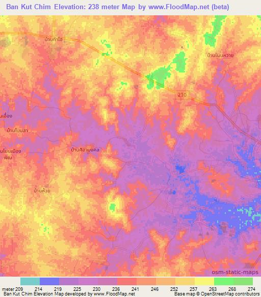 Ban Kut Chim,Thailand Elevation Map