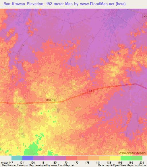 Ban Krawan,Thailand Elevation Map