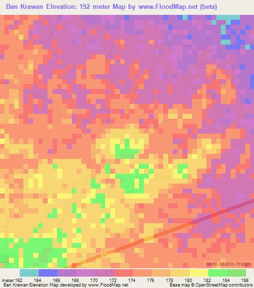 Ban Krawan,Thailand Elevation Map