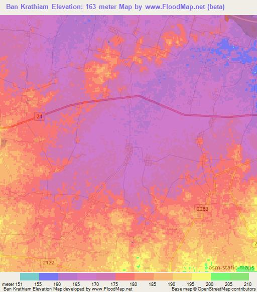 Ban Krathiam,Thailand Elevation Map