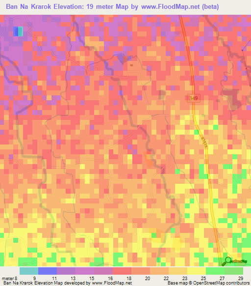 Ban Na Krarok,Thailand Elevation Map