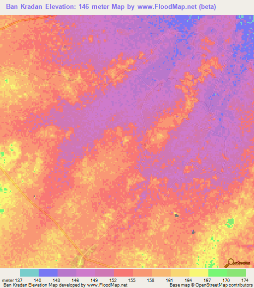 Ban Kradan,Thailand Elevation Map