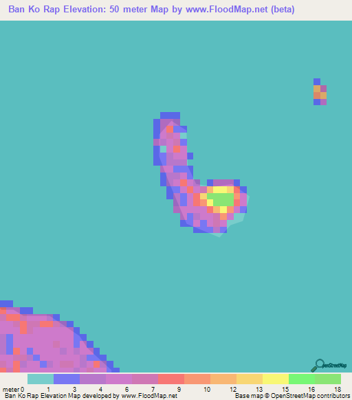Ban Ko Rap,Thailand Elevation Map