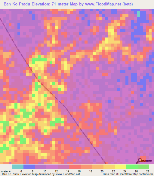 Ban Ko Pradu,Thailand Elevation Map