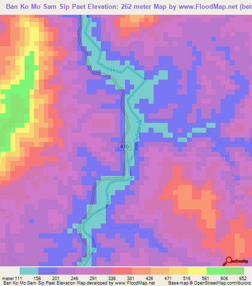 Ban Ko Mo Sam Sip Paet,Thailand Elevation Map