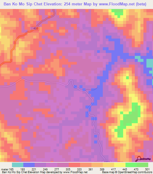 Ban Ko Mo Sip Chet,Thailand Elevation Map