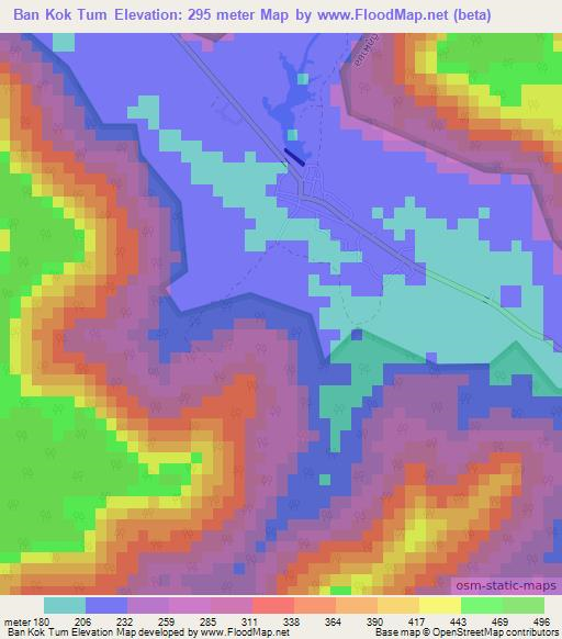 Ban Kok Tum,Thailand Elevation Map