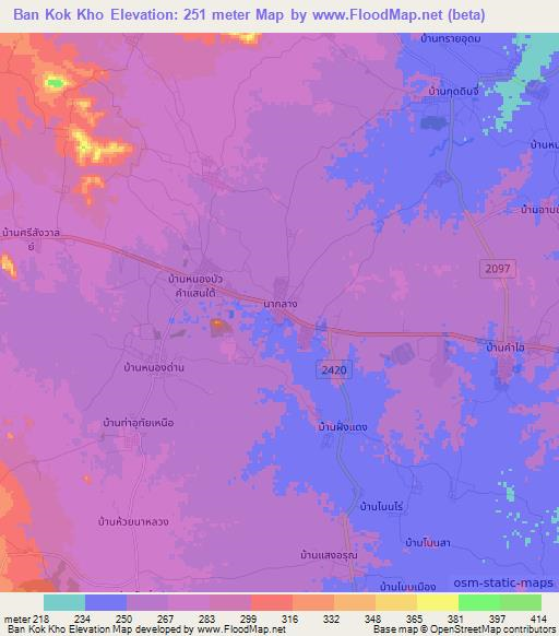 Ban Kok Kho,Thailand Elevation Map