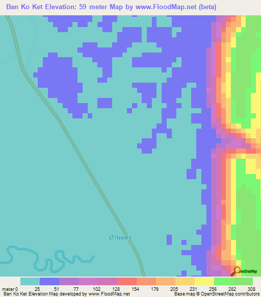 Ban Ko Ket,Thailand Elevation Map