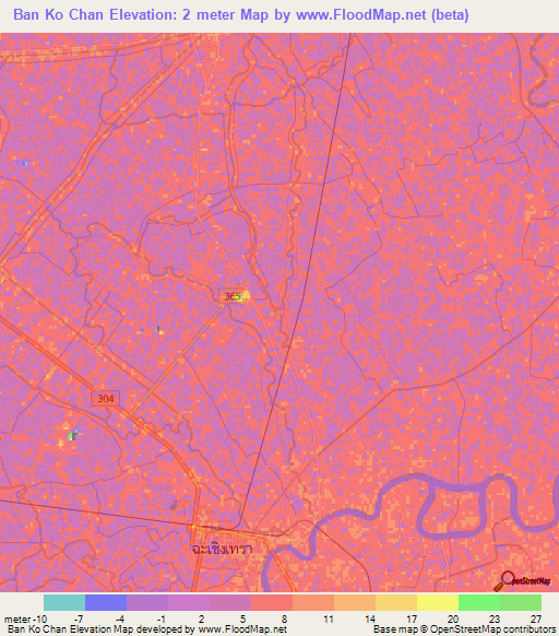 Ban Ko Chan,Thailand Elevation Map