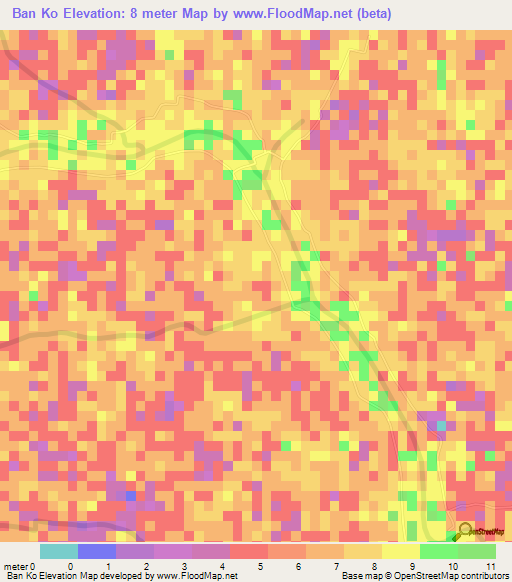 Ban Ko,Thailand Elevation Map