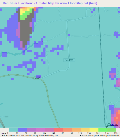 Ban Kluai,Thailand Elevation Map