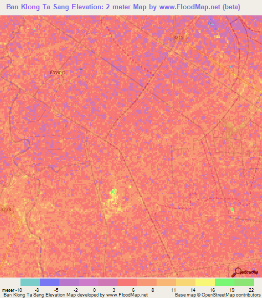 Ban Klong Ta Sang,Thailand Elevation Map