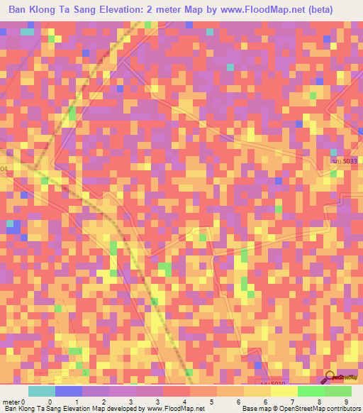 Ban Klong Ta Sang,Thailand Elevation Map