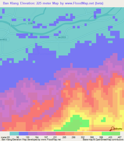Ban Klang,Thailand Elevation Map