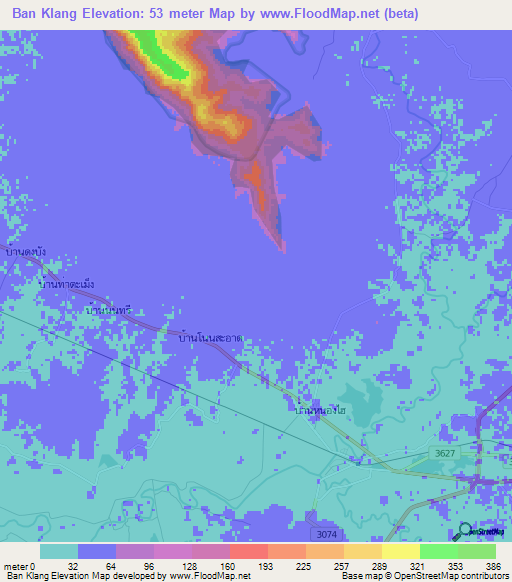 Ban Klang,Thailand Elevation Map
