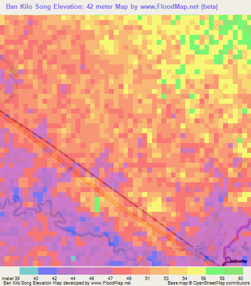 Ban Kilo Song,Thailand Elevation Map