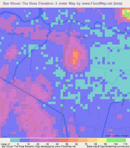 Ban Khuan Tha Ruea,Thailand Elevation Map