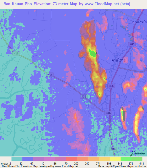 Ban Khuan Pho,Thailand Elevation Map