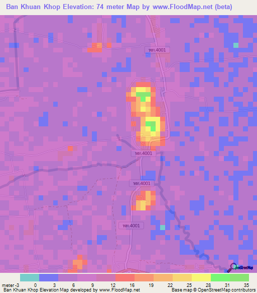 Ban Khuan Khop,Thailand Elevation Map