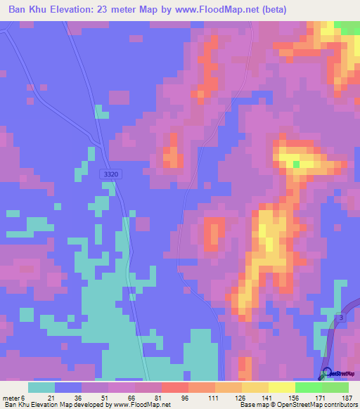 Ban Khu,Thailand Elevation Map