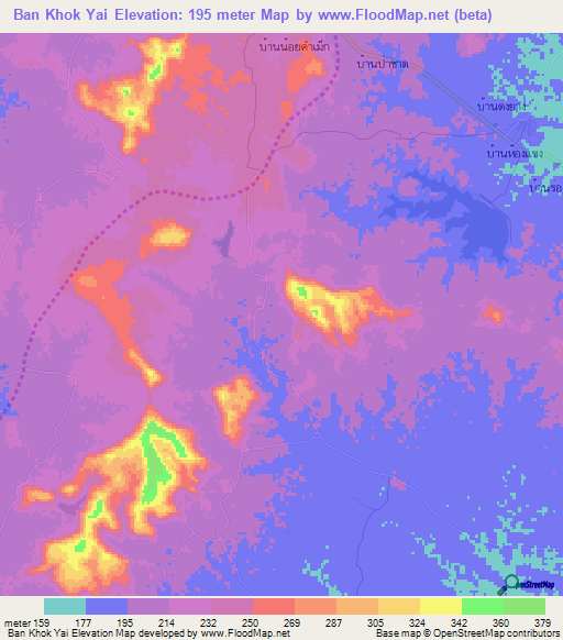 Ban Khok Yai,Thailand Elevation Map
