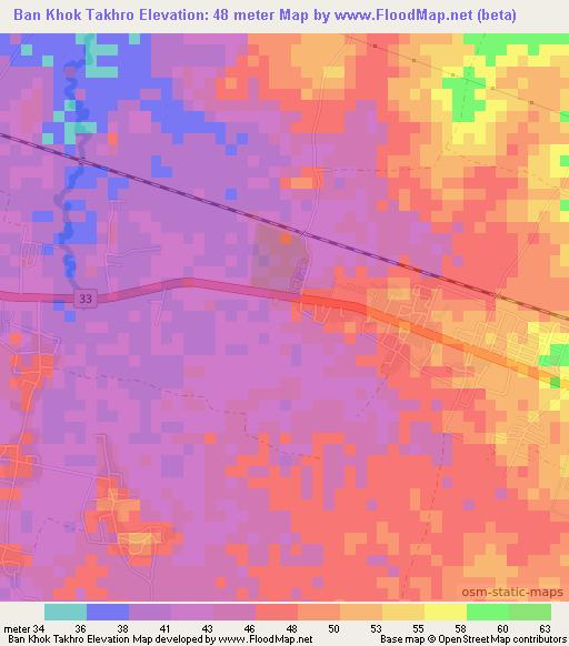 Ban Khok Takhro,Thailand Elevation Map