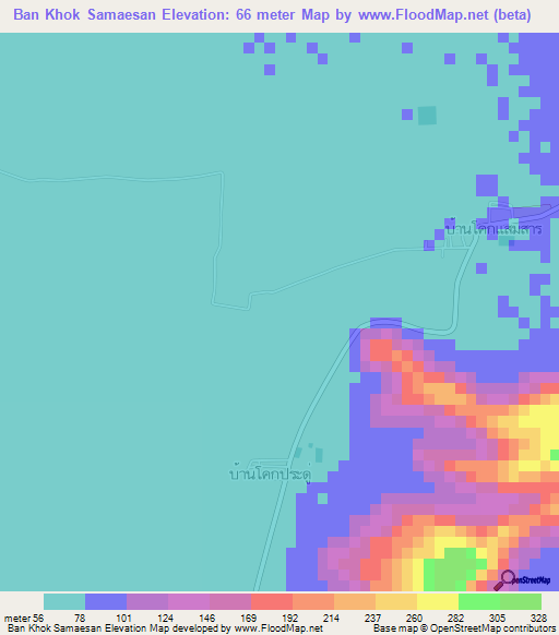 Ban Khok Samaesan,Thailand Elevation Map
