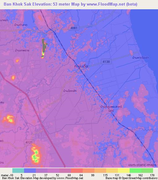 Ban Khok Sak,Thailand Elevation Map