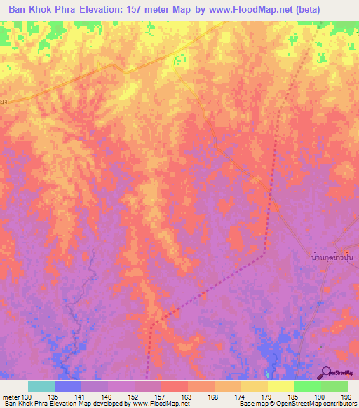 Ban Khok Phra,Thailand Elevation Map