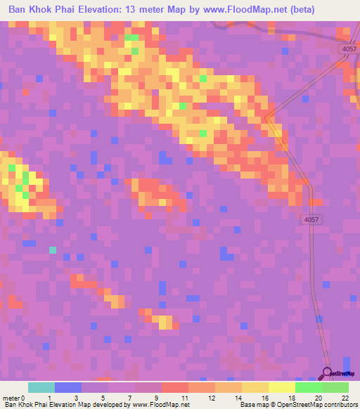 Ban Khok Phai,Thailand Elevation Map